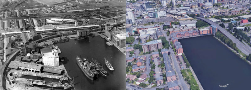 Bute East Dock, old and new comparison